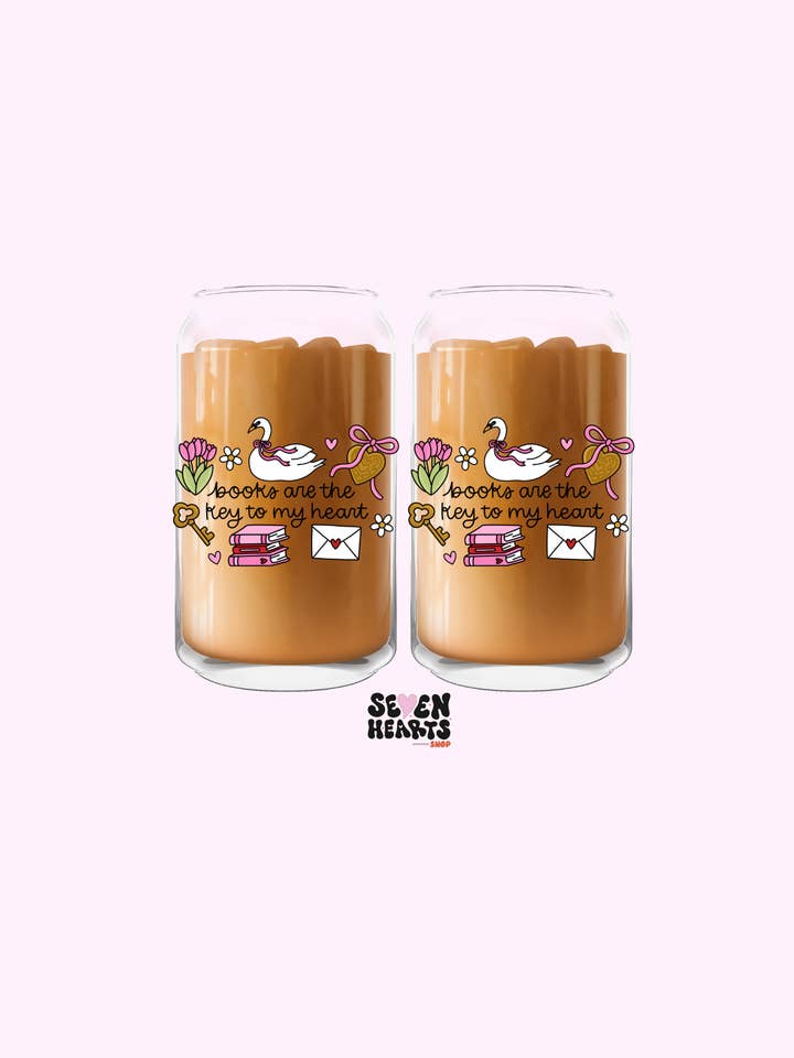 Les livres sont la clé de mon cœur tasse en verre de la Saint-Valentin pour la vente par Seven hearts shop