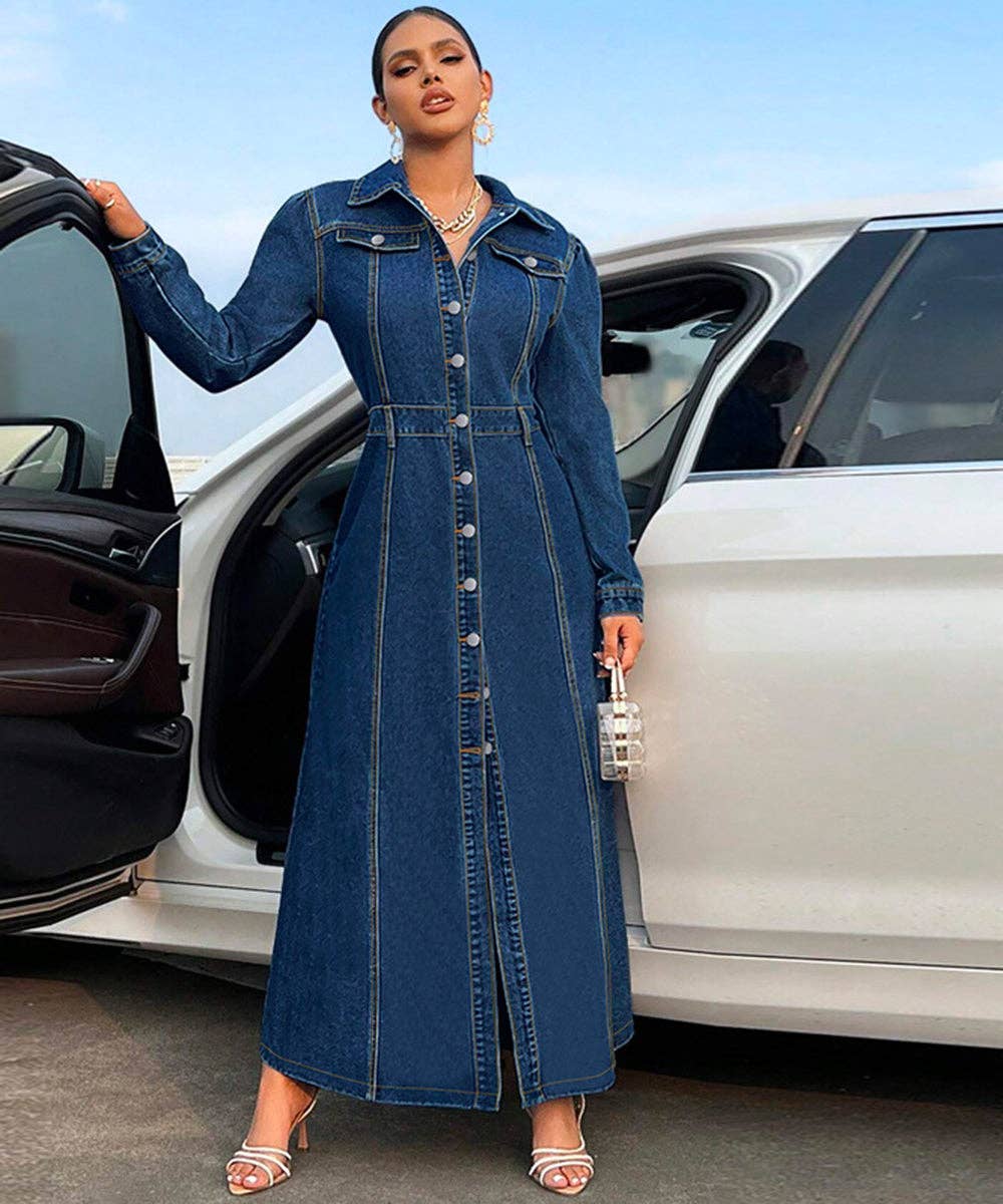 Aria Romance – wholesale Klänning - Dam – Knappfram Denimskjortklänning2