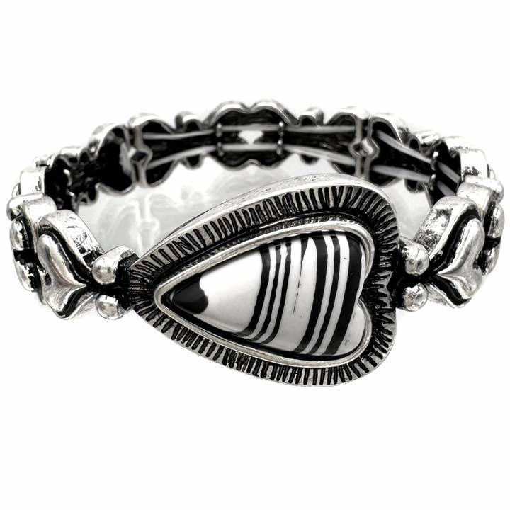 Heart Turquoise Striped Stone Bracelet for wholesale by Lunar Deer