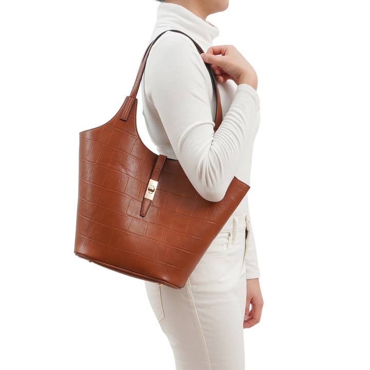 Mellow World - Wholesale Tote Bag - Women's - Clio 2-in-1 Croc Embossed Tote6