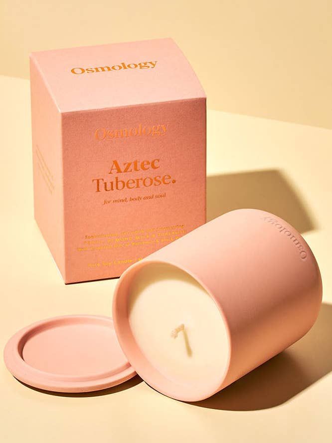 Aztec Tuberose Scented Candle - Peach Almond Milk and Tubero for wholesale by Osmology