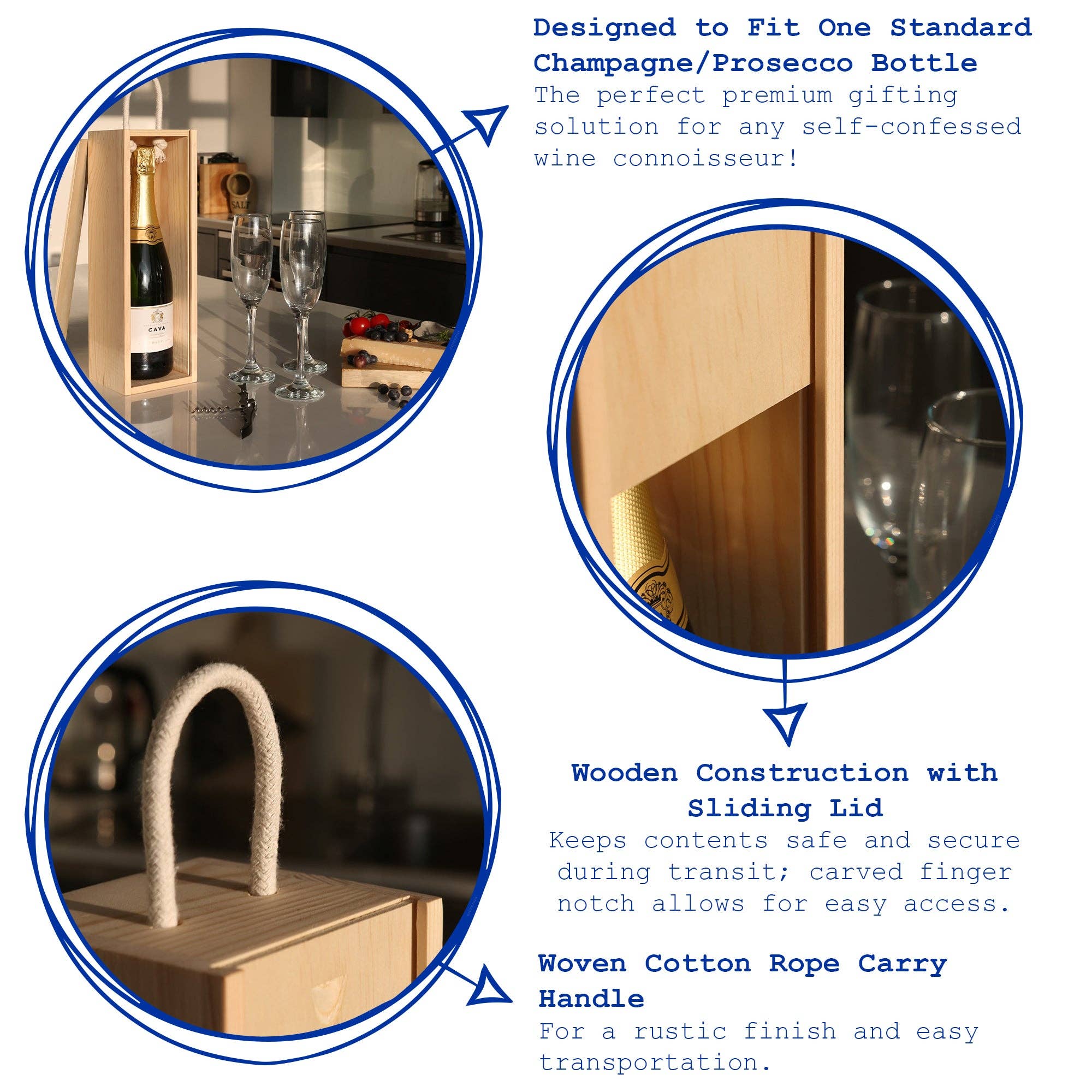 Rinkit Ltd – wholesale Presentpåse för vin – Träbox för en flaska champagne eller vin4