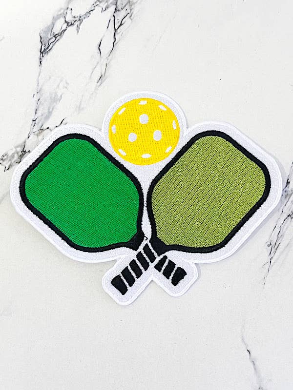 Pickleball Embroidered Patch for wholesale by Nash Grey