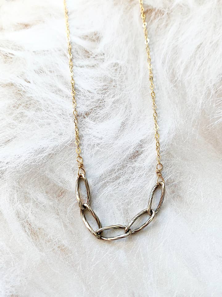 Mixed Metal Chain Necklace | Silver Necklace for wholesale by Laura Stark Designs