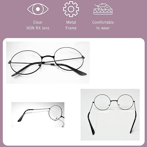 4E's Novelty - Wholesale Sunglasses - Unisex - Round Glasses - 1 Piece Fake Nerd Glasses, Black Circle Sung