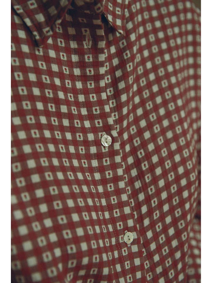 Nénés - Wholesale Button Down Shirt - Women's - Mimosa Vichy Bordeaux Shirt1
