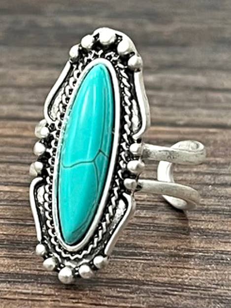 750198, Turquoise, Brass Adjustable Ring for wholesale by ISAC Trading Inc