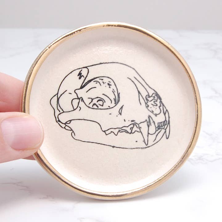 Kattkranium (Profil): Liten Dekorskål (3”) för wholesale av Compost Design