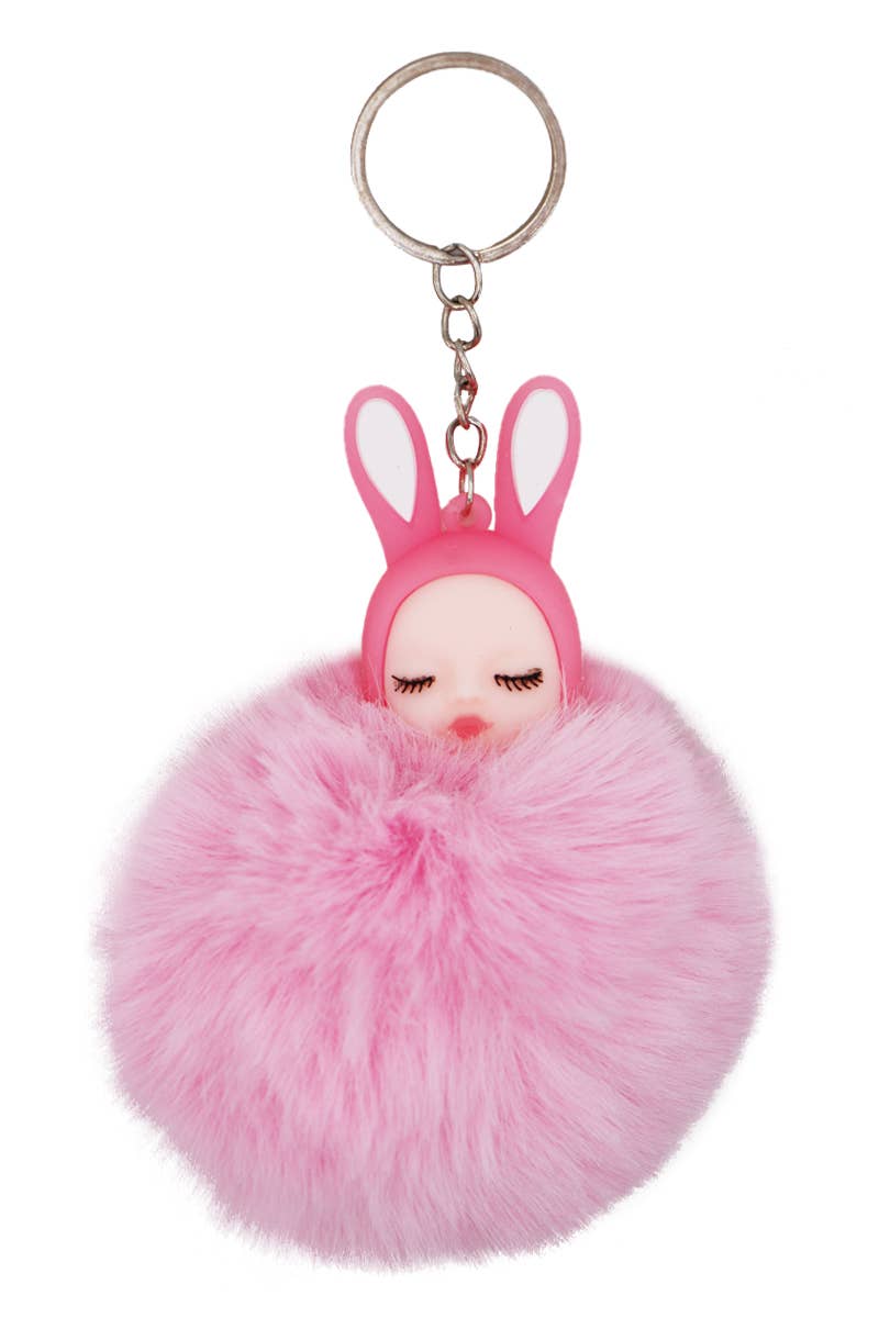 Cap Zone - Wholesale Keychain - Women's - Dreamy Bunny Baby Figurine Fuzzy Pom Pom Keychain4