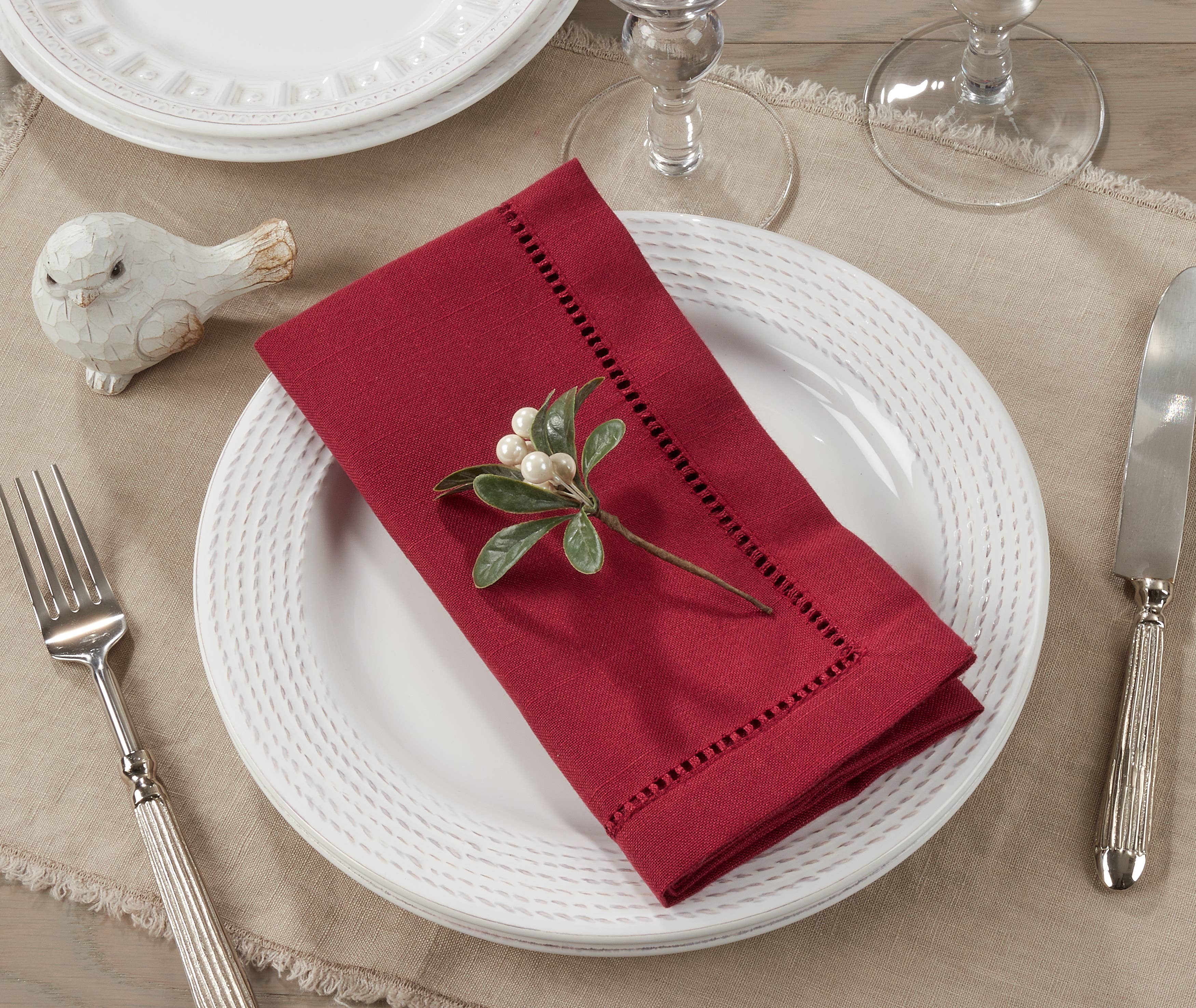 Saro Lifestyle – wholesale Dinner & cloth napkin – Poly Hemstitched Dinner Napkin7