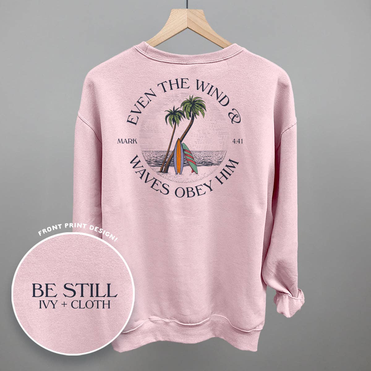 Ivy + Cloth - Vente T-shirt sérigraphié – femme - Même les vagues et le vent lui obéissent (Impression au dos)3