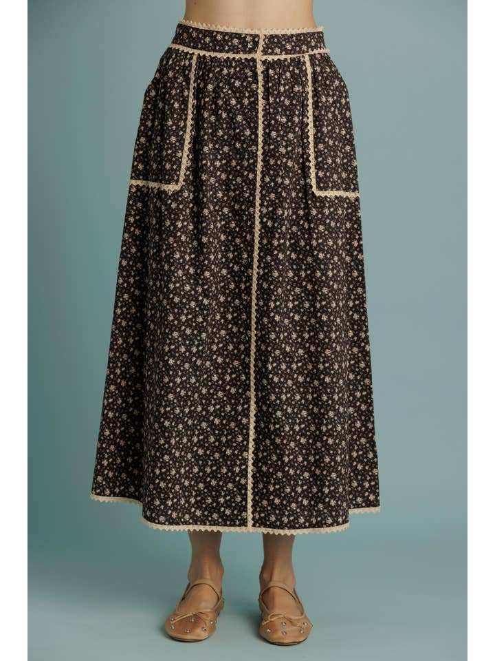 Aureum - Wholesale Skirt - Women's - AB2359 - CROCHET TRIM FLORAL SKIRT3