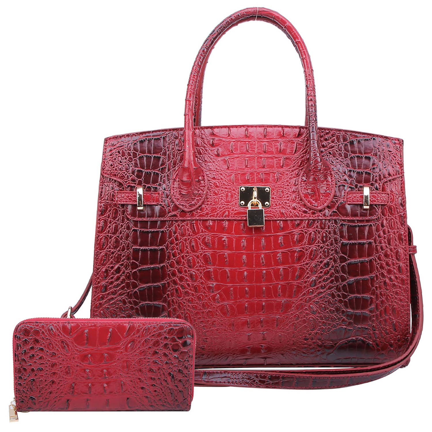 M&M HANDBAGS, LLC. - Wholesale Laptop Bag - Unisex - AC1096 W Croc Alligator Padlock 2-in-1 Satchel8