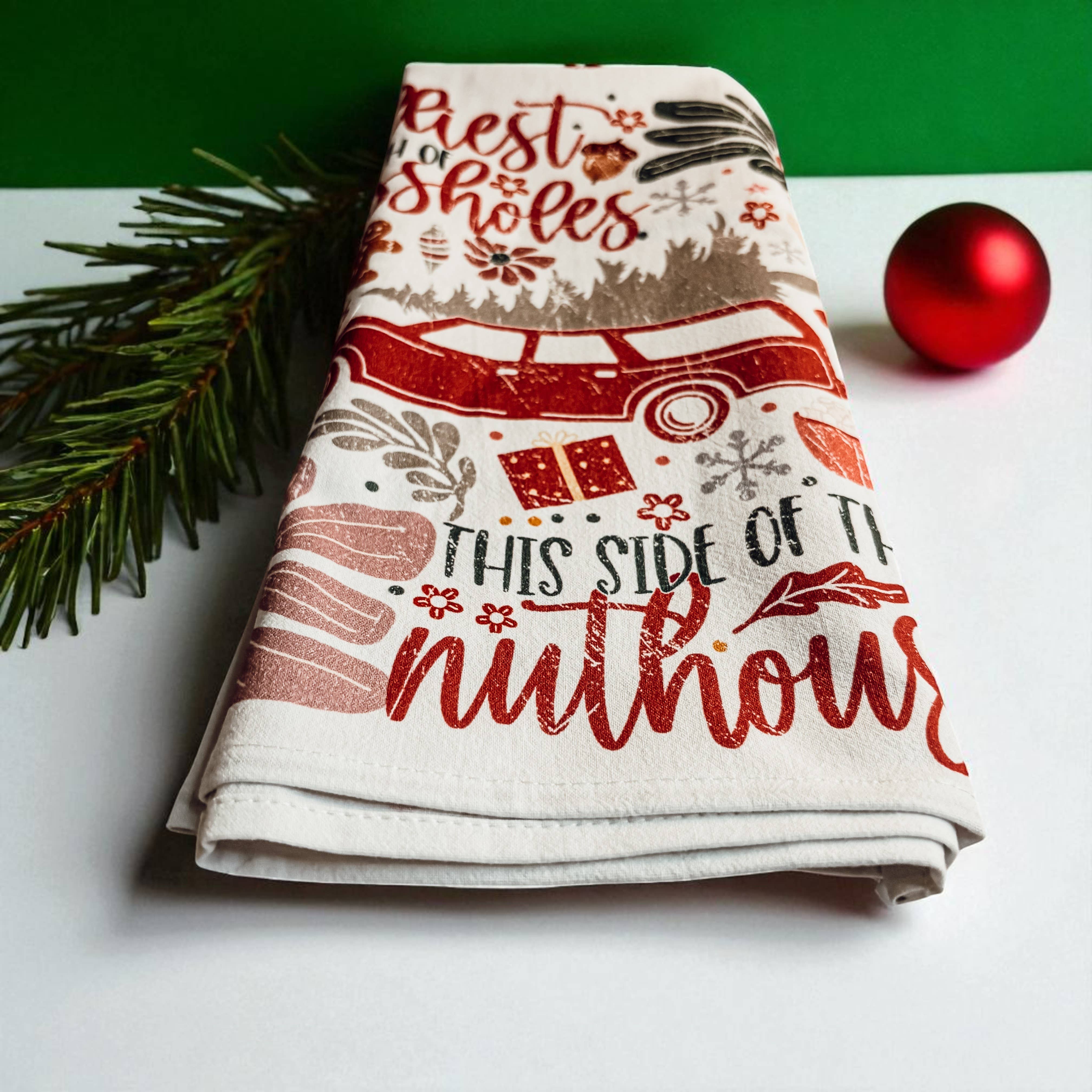 Gia Roma - Wholesale Tea Towel - Vintage Santa Holiday Kitchen Towel & Decor | Pink Christmas85