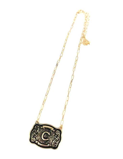 Snowing West - Wholesale Pendant/Charm Necklace - Western Belt Buckle Initial Necklace2