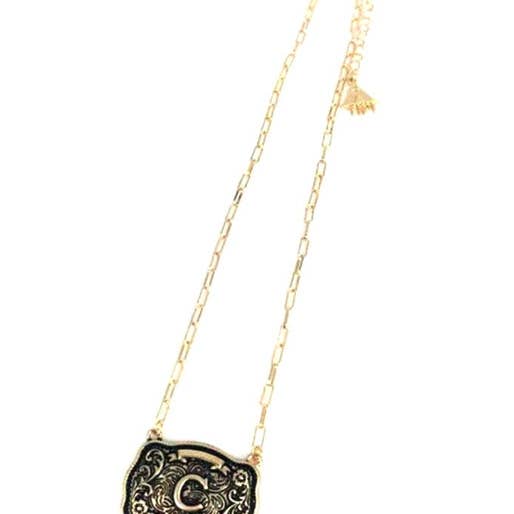 Snowing West - Wholesale Pendant/Charm Necklace - Western Belt Buckle Initial Necklace2