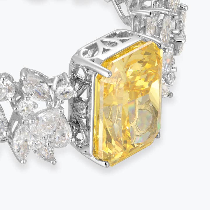 Dissoo® Yellow&White Cluster Petals Sterling Silver Bracelets for wholesale by Dissoo