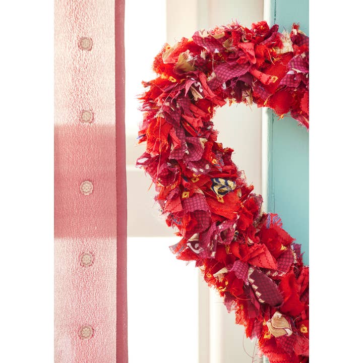 Namaste - Wholesale Wreath - Recycled Sari Wreath Red Heart2