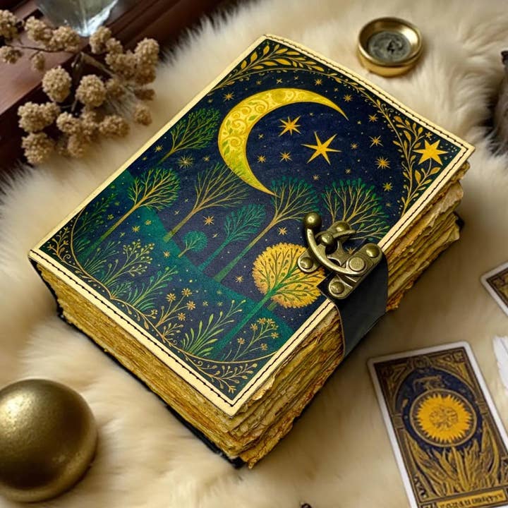 Leather Grimoire Journal Book of Shadows, Moon Tree Journal for wholesale by MNM HANDICRAFTS