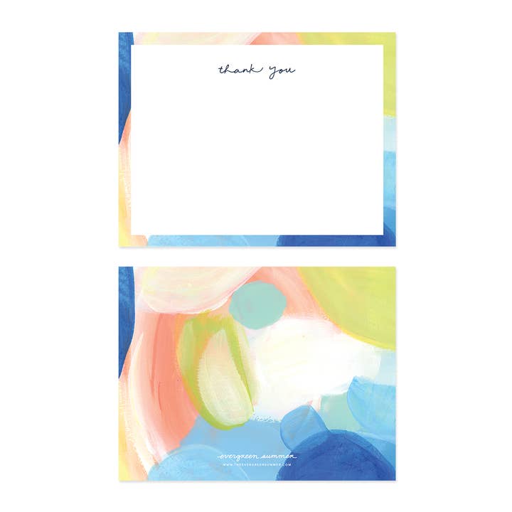 Ensemble de cartes de remerciement plates Blake pour la vente par Evergreen Summer