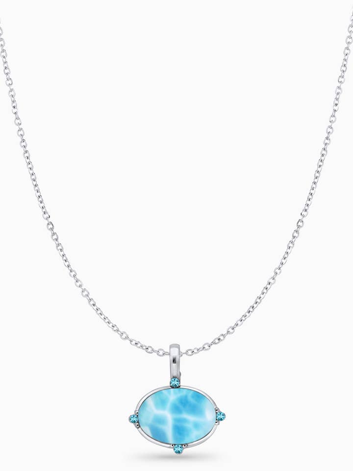 Larimar Sterling Silver Large Pendant La Mer for wholesale by Larimar Magic