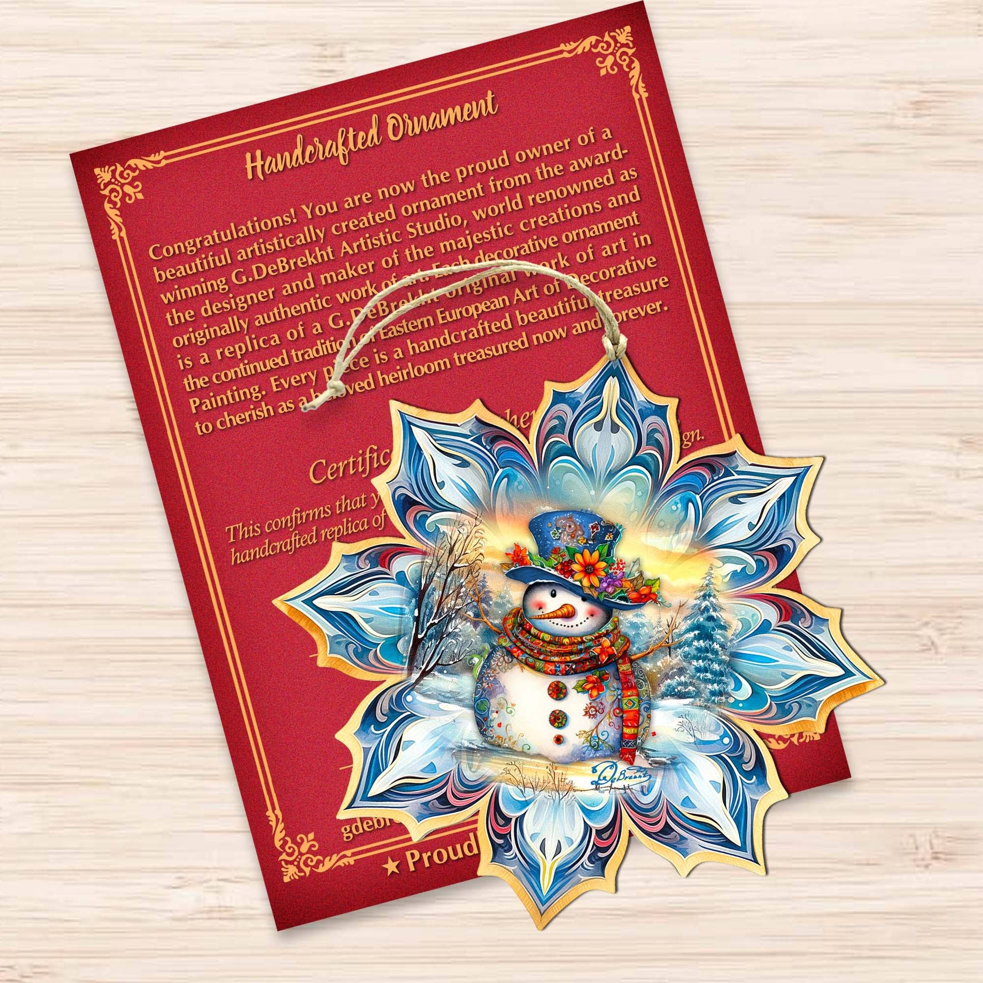 Designocracy - Vendita all'ingrosso Decorazione - Pupazzo di neve blu, fiocco di neve, ornamenti in legno, Gdebrekht, Natale5