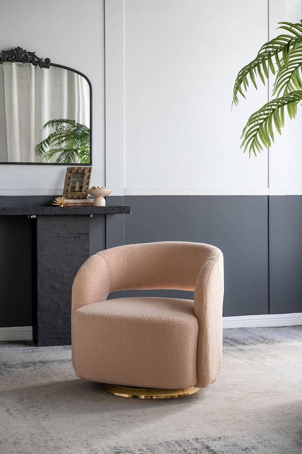 A&B Home Group Inc. - Vente Chaises - Fauteuil tonneau pivotant orange avec dossier surélevé 26,5x29,5x29,5"2