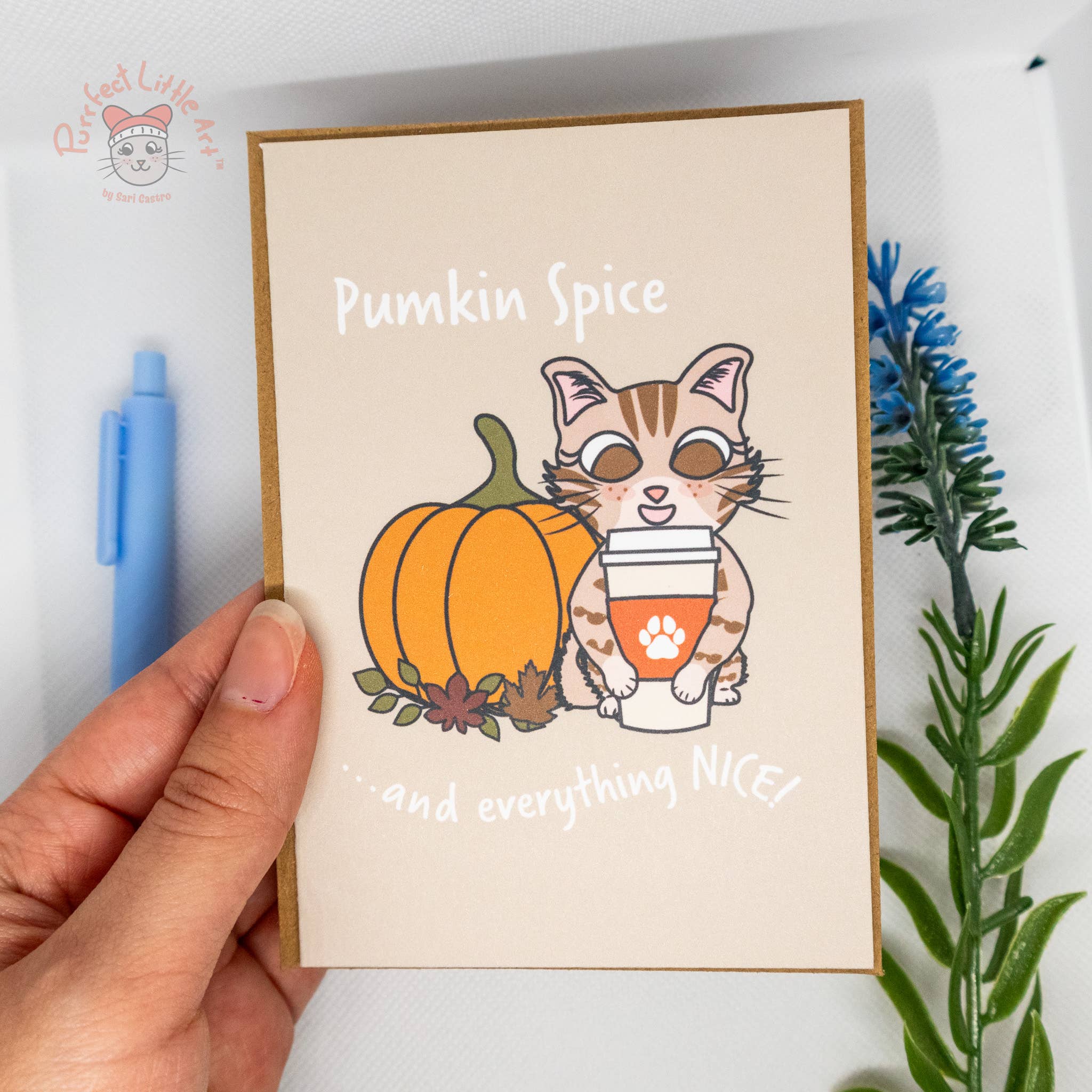 Purrfect Little Art - Wholesale Valentine's Day Card - Pumpkin Spice and Everything Nice Card | Cat Lovers Card2