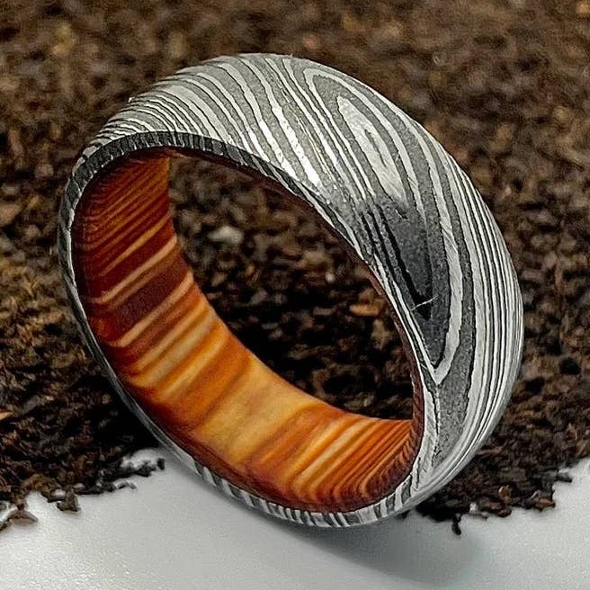 Simple Damascus Twisted Steel Ring for wholesale by RustyStudioUSA