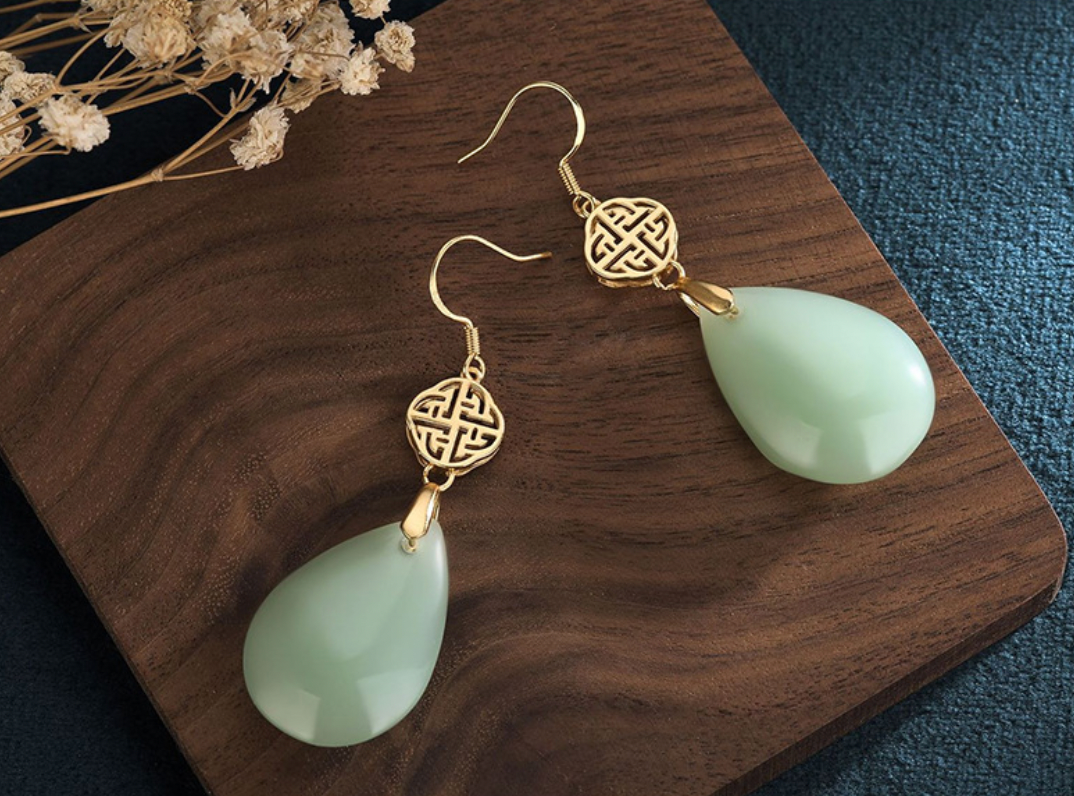 Bright MacMing - Wholesale Dangle Earrings - Asian Style Jade Drop Earrings1