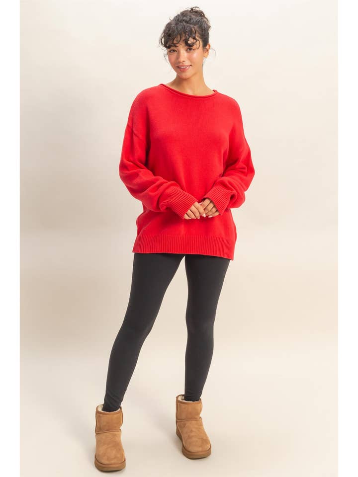 Oversized Roll Neck Knit Sweater for wholesale by HYFVE
