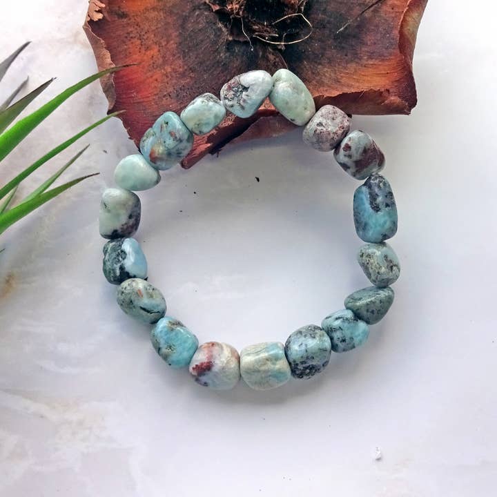 IST Jewelry - Wholesale Beaded Bracelet - Larimar Nuggets Stretch Bracelet