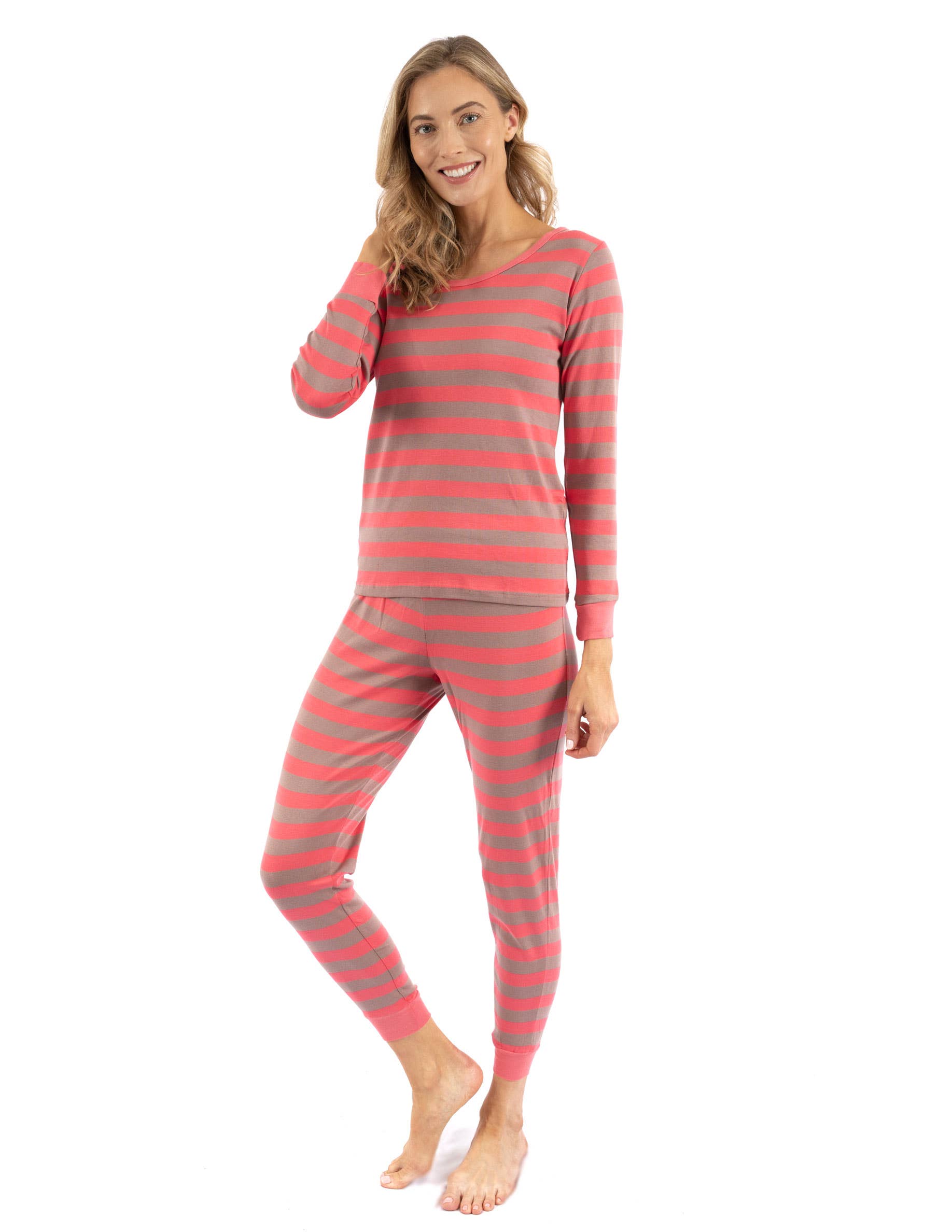 Leveret Pajamas - Wholesale Sleepwear Set - Women's - Womens Two Piece Cotton Pajamas Stripes9
