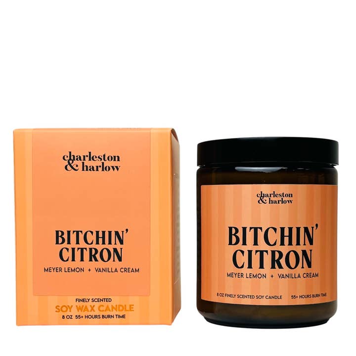 Charleston & Harlow Candle Co. - Wholesale Jar/Filled Candle - Bitchin' Citron Soy Wax Boxed Candle 8oz