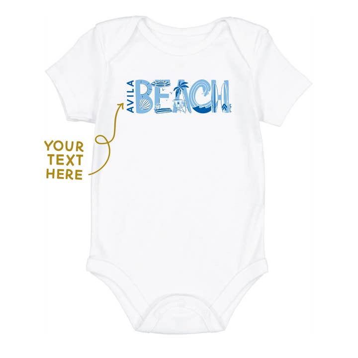 Plage - Lettrage Local - Barboteuse pour la vente par doodles.ink.