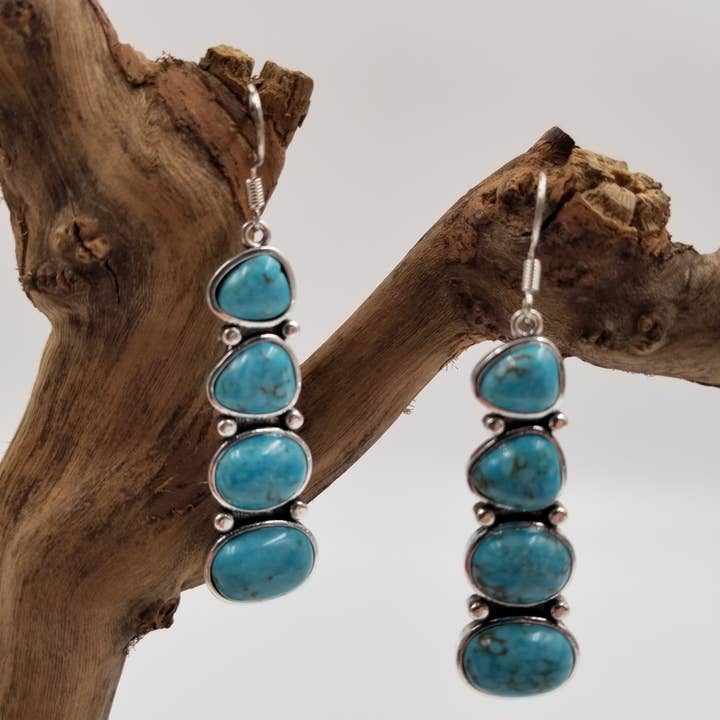 CHAKRA JEWELRY - Wholesale Dangle Earrings - Vintage Turquoise Drop Earrings