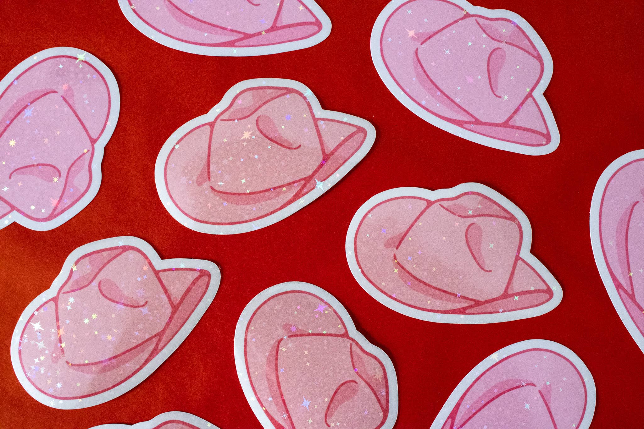 Doctor Scribble - Wholesale Sticker - Roze Cowgirl Hoed Glanzende Vinylsticker1