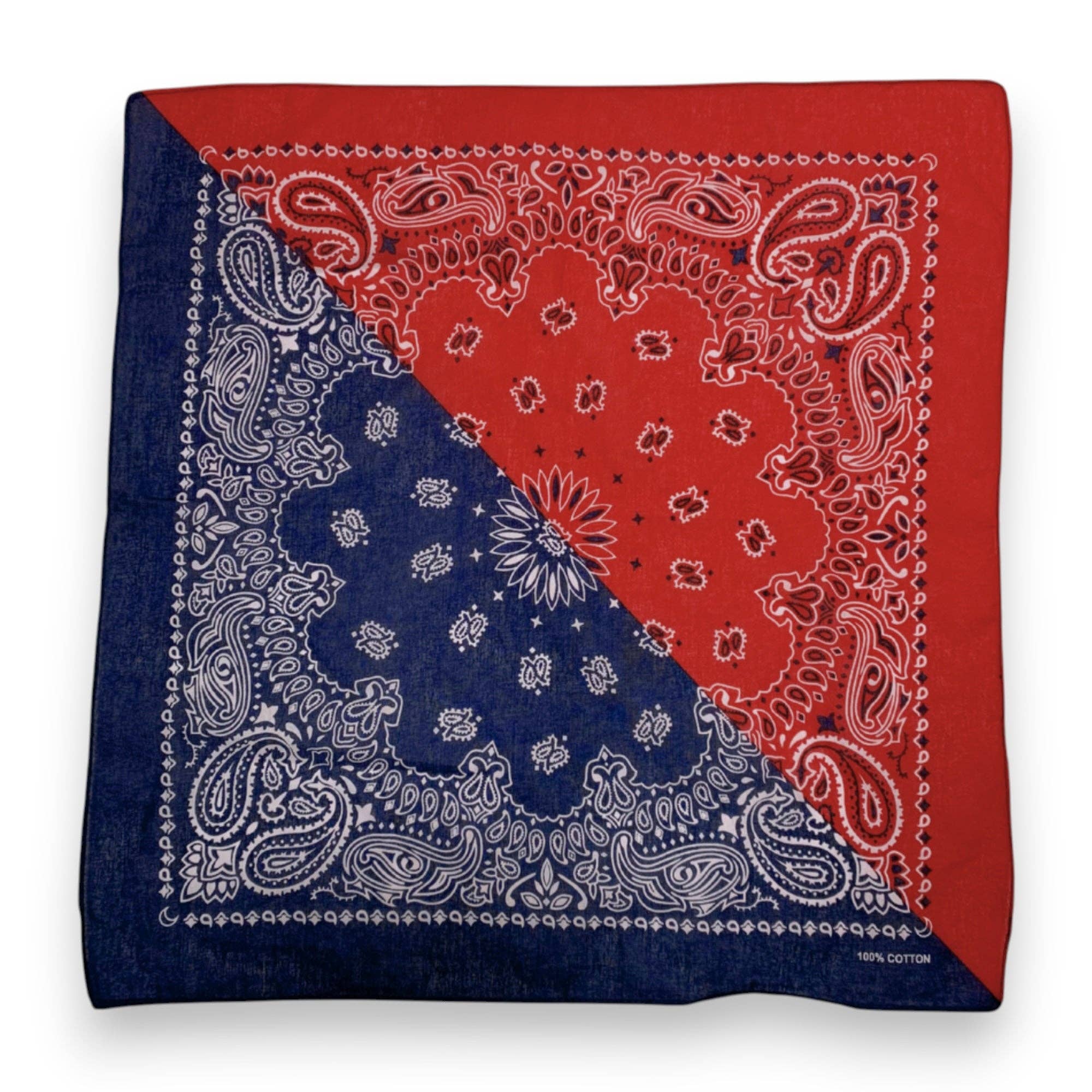 Lili Scarves (US Duty Free) – wholesale Scarf – Unisex – Bandana Two-Tone Pure Cotton Paisley Print Square Scarf0