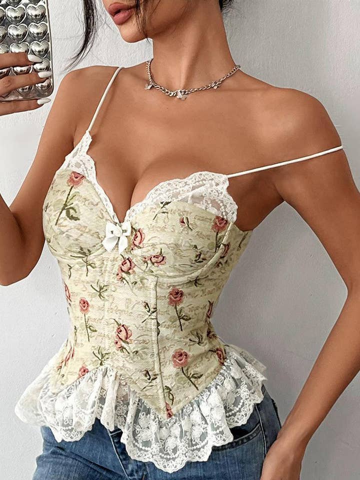 Lace-Trim Floral Camisole for wholesale by Mccolin