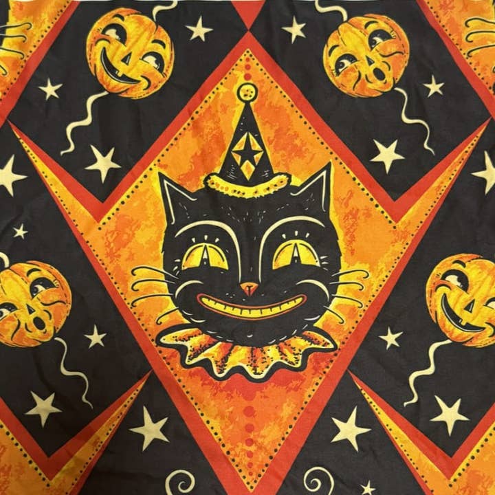 Beautifully Unique® Leggings – wholesale Modeleggings – Dam – "Grinning Jack" (Johanna Parker Exclusive) Orange Vintage Cat - Högkvalitativa Handgjorda Livfulla Leggings