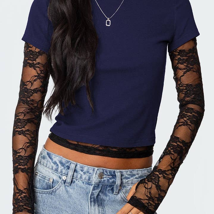 Lace Sleeve Fitted Tee and other Purchase Wholesale fitted t shirts. Free Returns & Net 60 Terms on Faire trending on Faire.