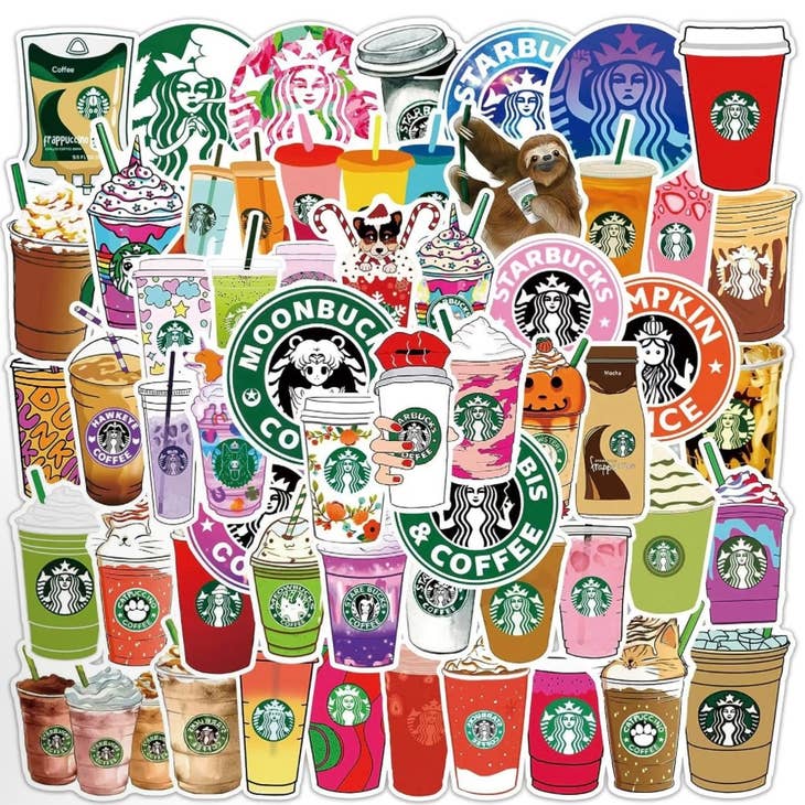 Wholesale Starbucks theme vinyl waterproof stickers pack of 25 for