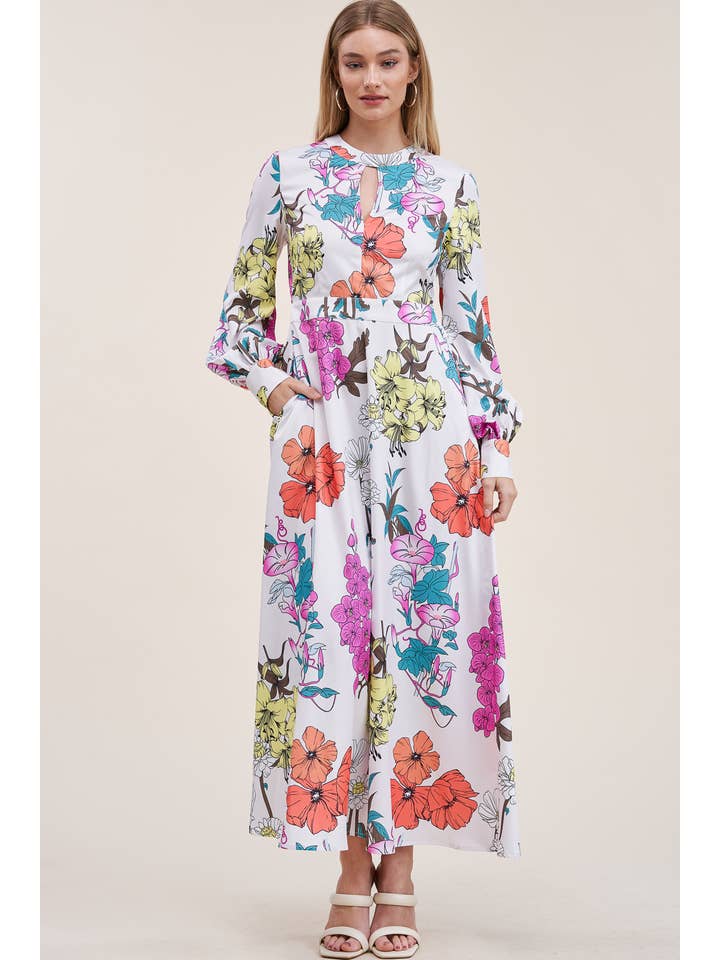 QMP Moda - Wholesale Dress - Women's - FLORAL PRINTED DRESS WITH ELASTIC WAIST AND POCKETS8