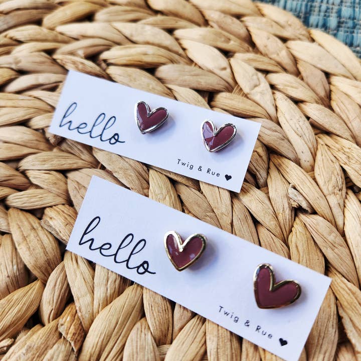 Twig & Rue boutique - Vendita all'ingrosso Orecchini a bottone - Borchie a forma di cuore in argilla12