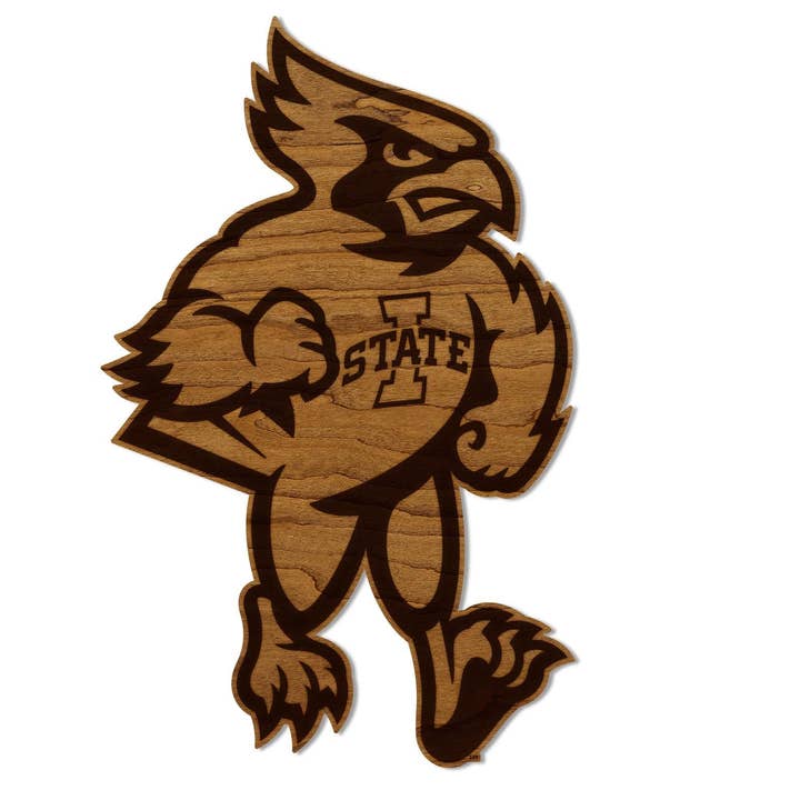 Iowa State University Cy the Cardinal Wall Hanging - Crafted from Cherry or Maple Wood - Iowa State Cyclones for wholesale by LazerEdge