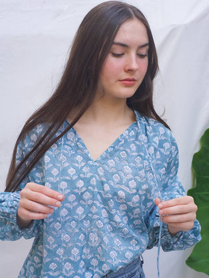 Cotton Blouse ~ Sky Blue for wholesale by Devi Shop