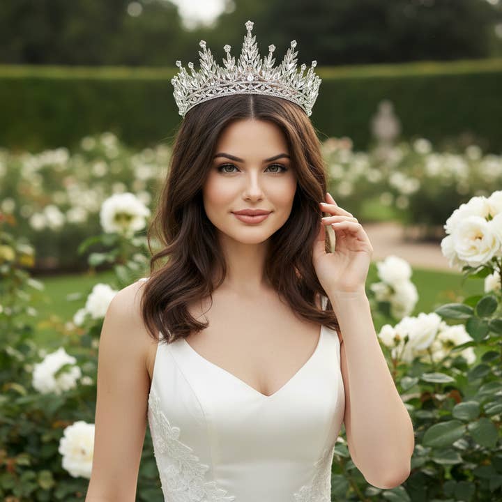 ATHENA COLLECTION - GLITZY GLAM CROWN - AHB214 SILVER for wholesale by Athena Bridal Jewellery