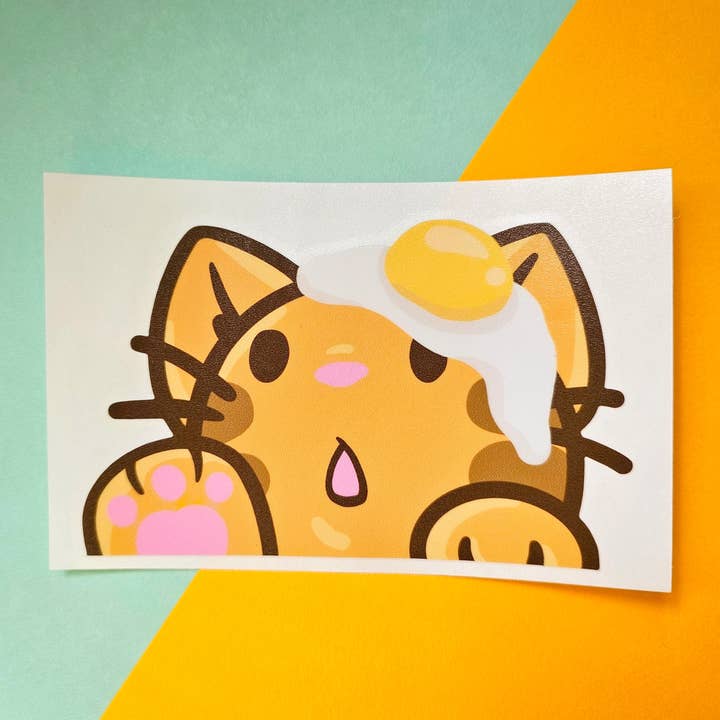Egg Cat Peeker | VINYL TRANSFER STICKER for wholesale by Lokimeku