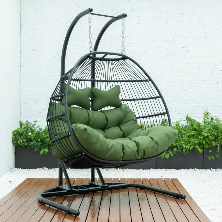 LeisureMod - Wholesale Egg Chair - Wicker 2 Person Double Folding Hanging Egg Swing Chair87