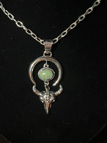 Pendentif unique en forme de corne longue et de turquoise | Western Unleashed pour la vente par Regul Silver